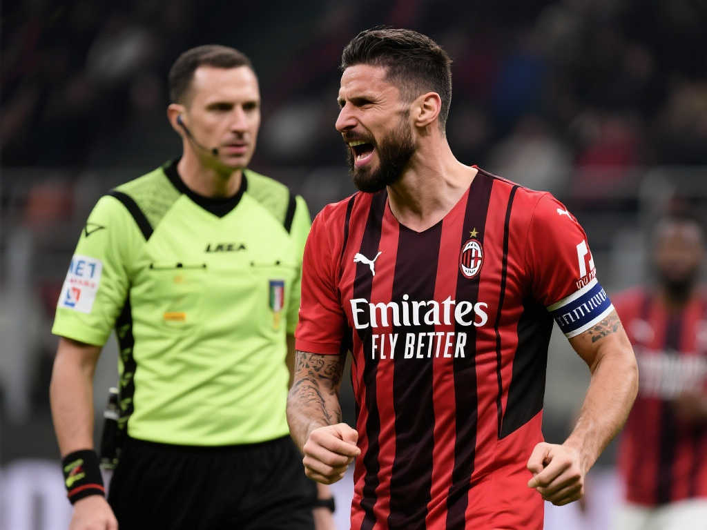 吉鲁因辱骂裁判被禁赛2场 将无缘对阵佛罗伦萨与弗洛西诺內